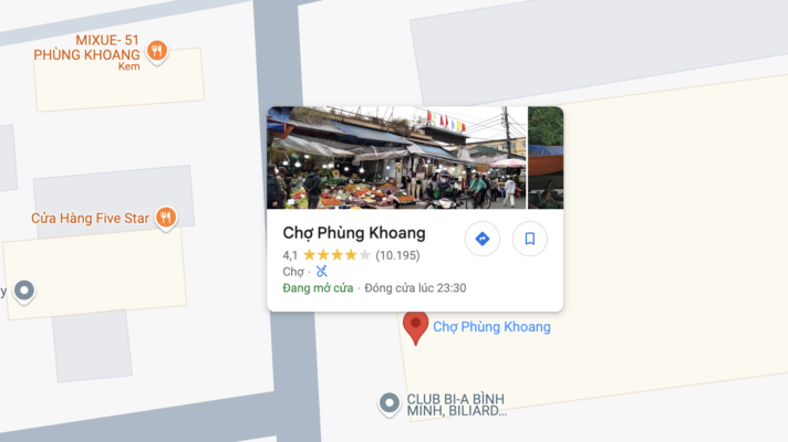 Chợ Phùng Khoang trên bản đồ Google Maps 