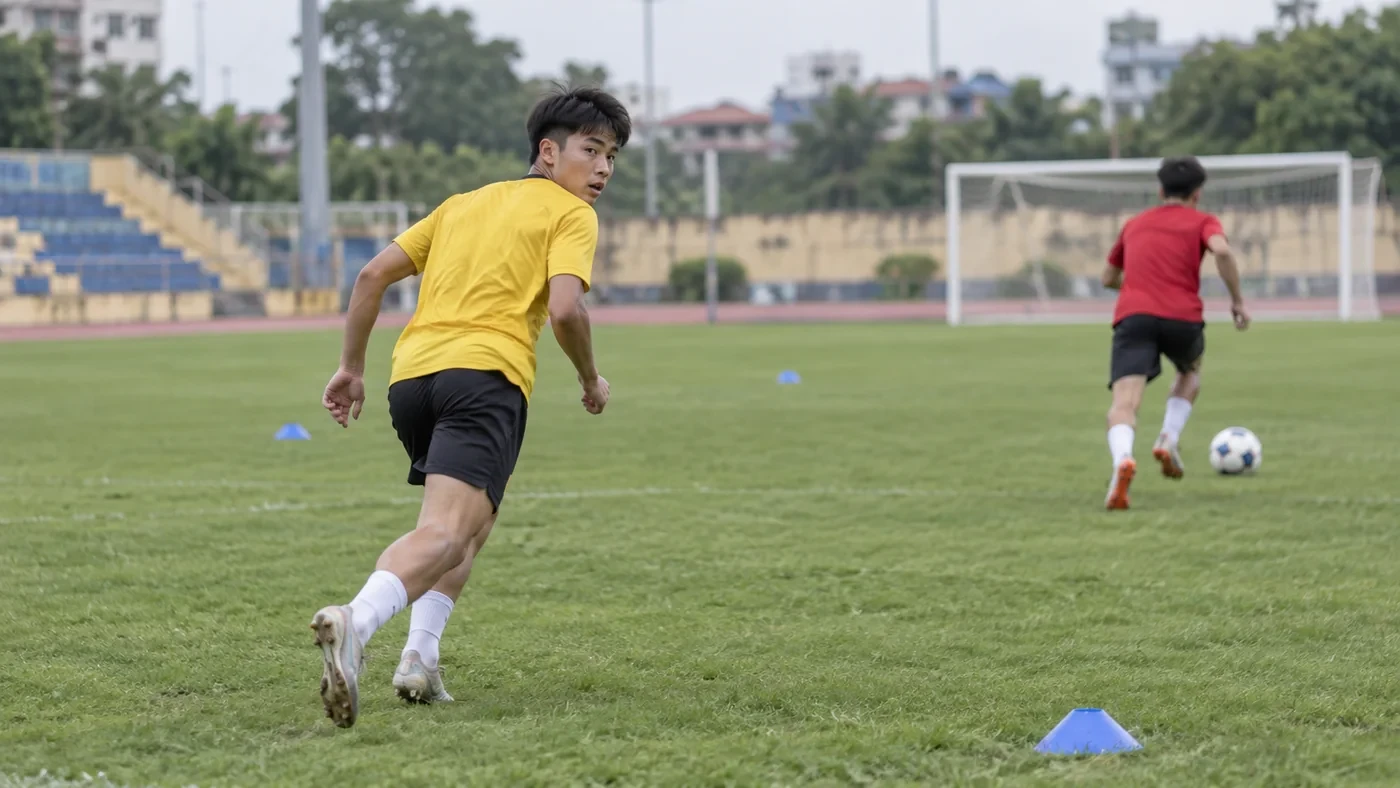 Nhân vật minh họa: hậu vệ chạy lùi phục hồi vị trí