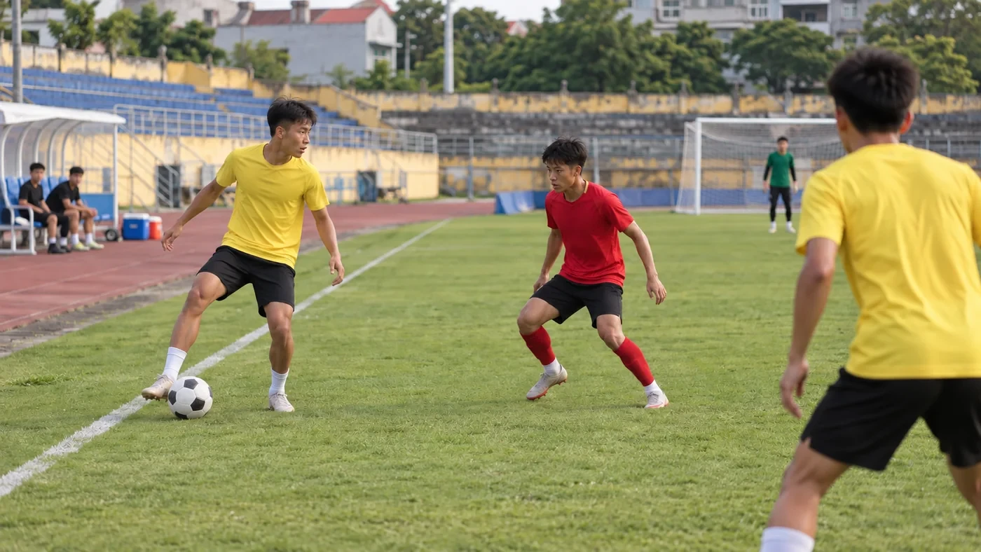 Nhân vật minh họa: hậu vệ chuyền bóng dưới áp lực