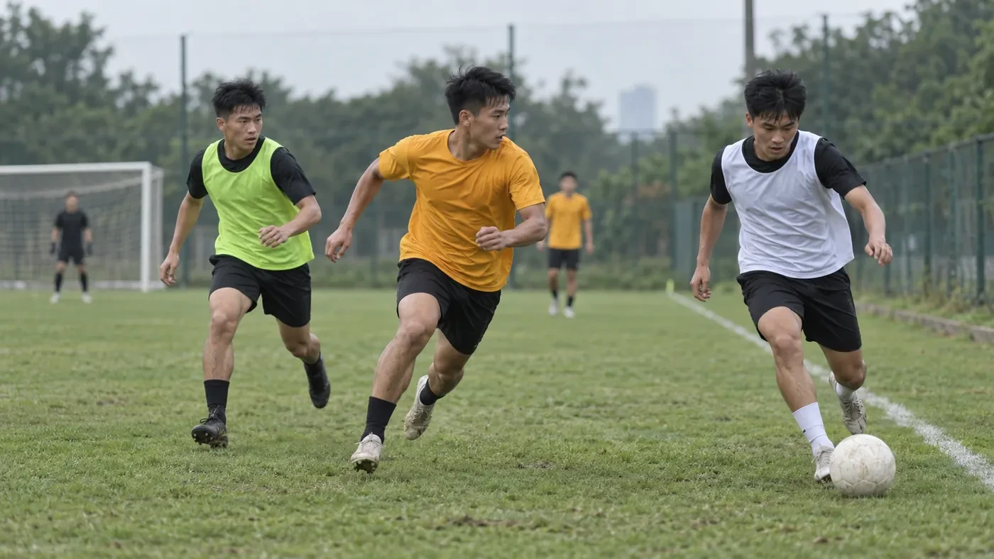 Nhân vật minh họa: tiền vệ cánh lùi về hỗ trợ phòng ngự trong tình huống chuyển trạng thái