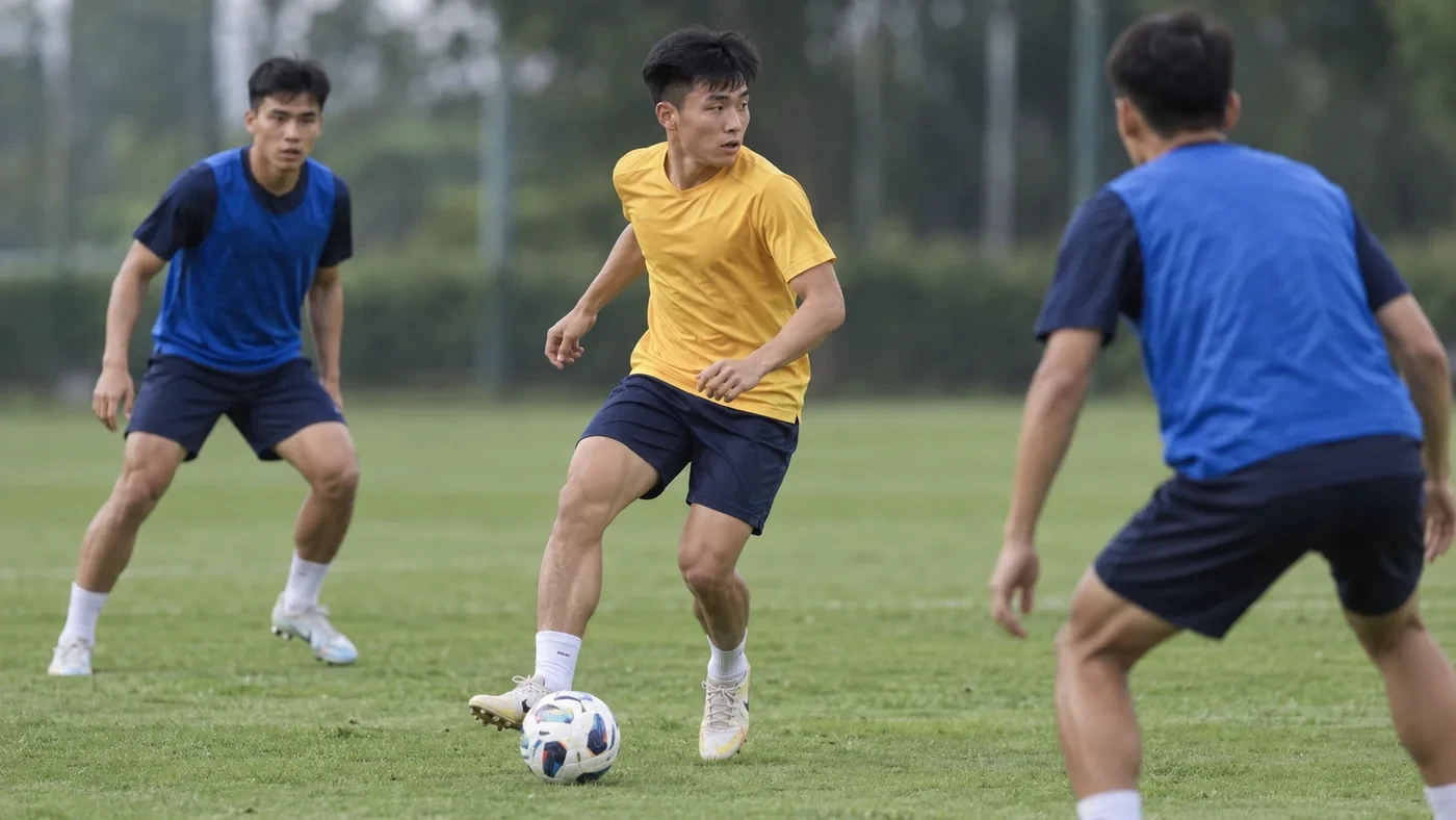 Ảnh minh họa: tiền vệ nhận bóng giữa các tuyến
